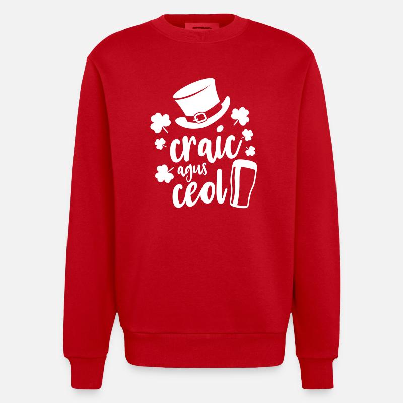 Craic agus ceol - Heavyweight Oversized Organic Crew Neck Made in EU - red