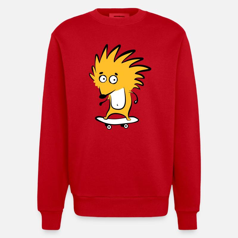 Skate-Igel "Knut H. Heckmann" - Heavyweight Oversized Organic Crew Neck Made in EU - Rot