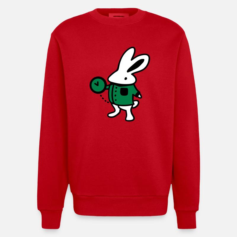 Rabbit + Clock - Heavyweight Oversized Organic Crew Neck Made in EU - red