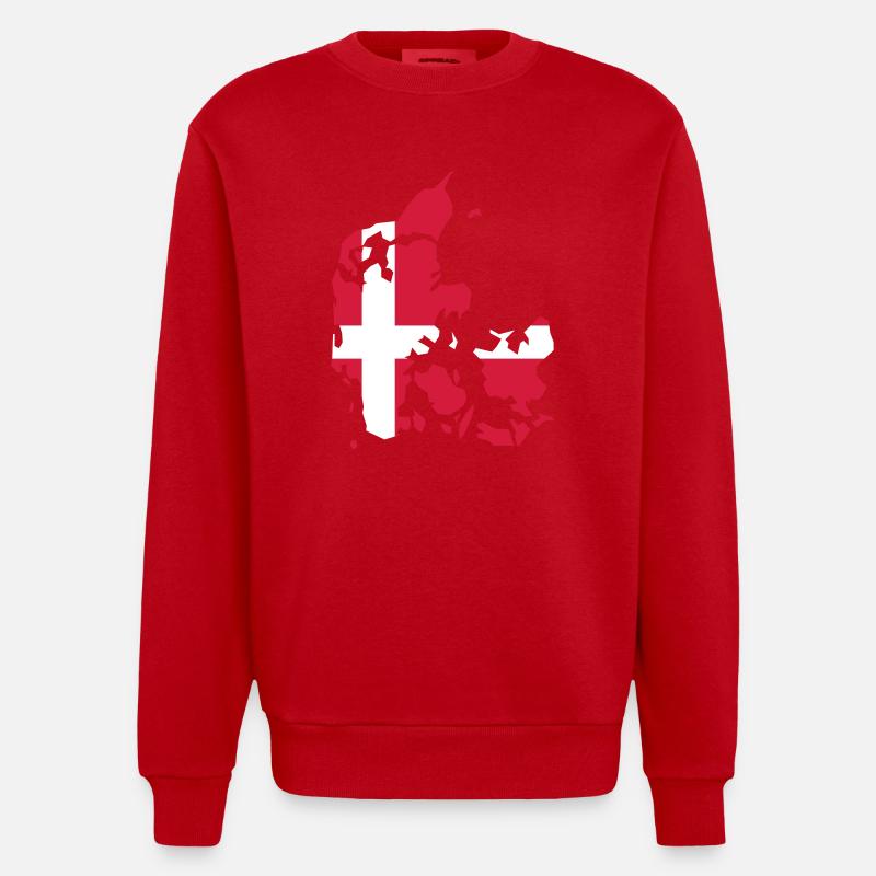 Danemark - drapeau - Sweat bio épais oversize fabriqué en UE - rouge