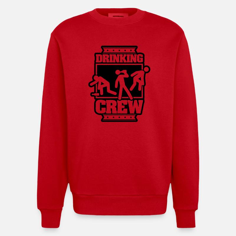 drinking_crew_fr1 - Heavyweight Oversized Organic Crew Neck Made in EU - Rot