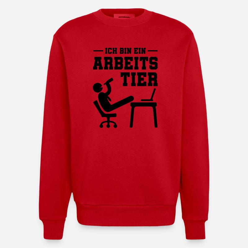 ich bin ein arbeitstier - Heavyweight Oversized Organic Crew Neck Made in EU - Rot
