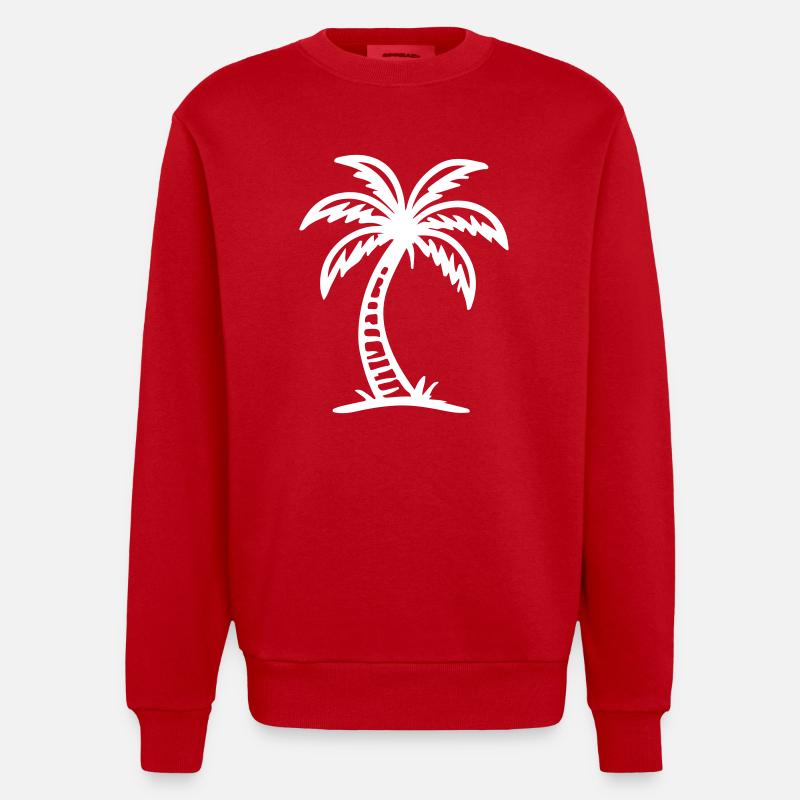 Palm Tree Icon - Heavyweight Oversized Organic Crew Neck Made in EU - red