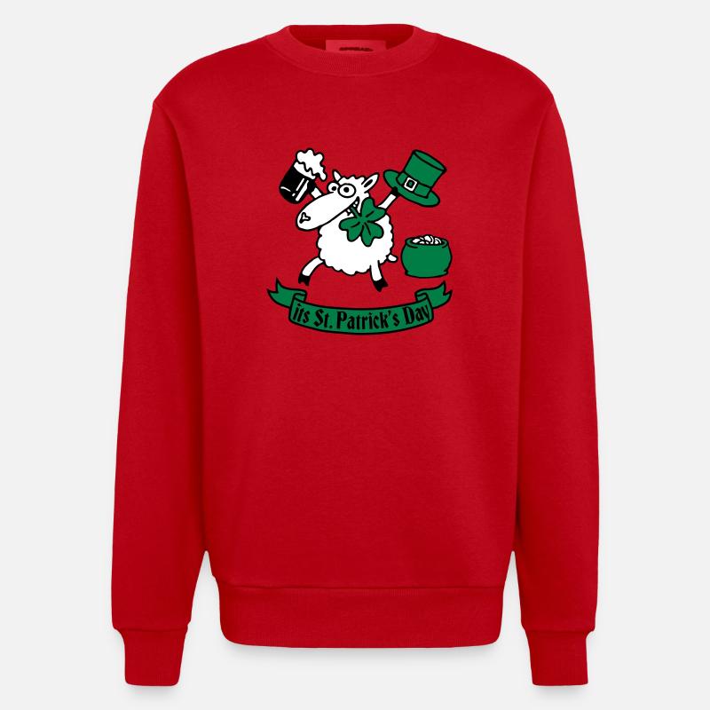 st_pattricks_sheep_b - Sweat bio épais oversize fabriqué en UE - rouge