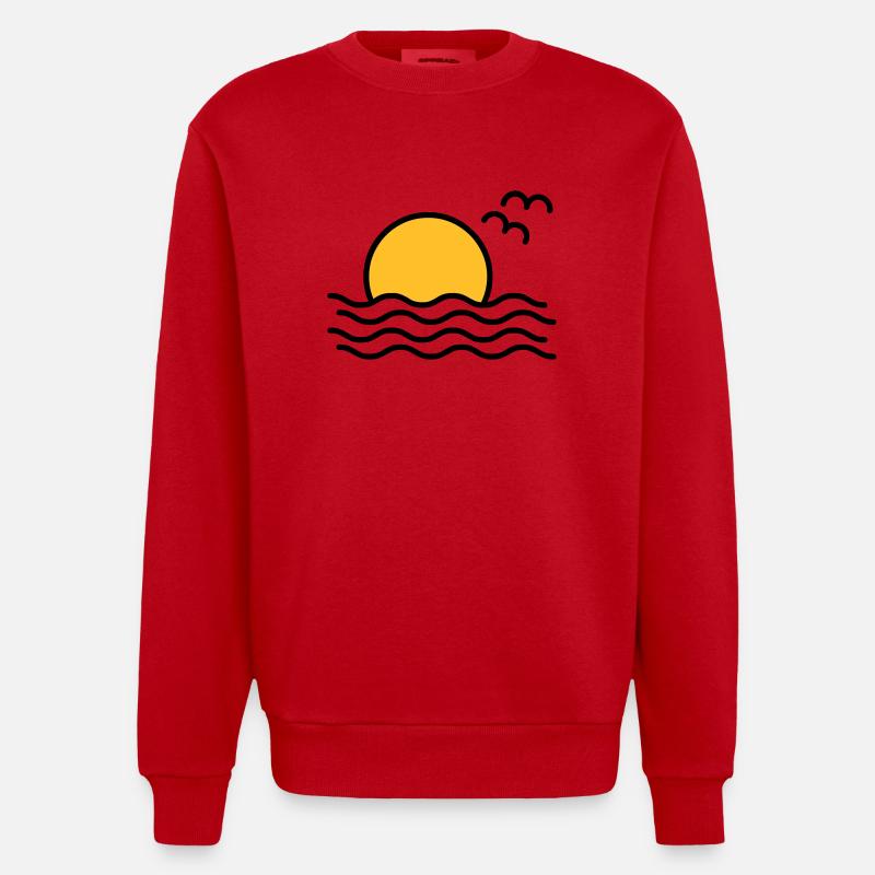 Coucher de soleil - Sweat bio épais oversize fabriqué en UE - rouge