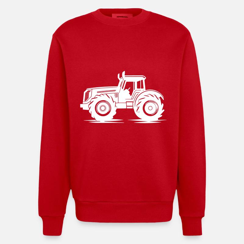 Traktor Silhouette Icon - Heavyweight Oversized Organic Crew Neck Made in EU - Rot
