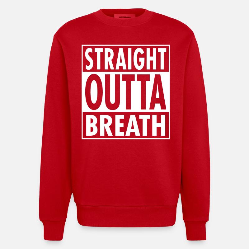 Straight Outta Breath - Heavyweight Oversized Organic Crew Neck Made in EU - red