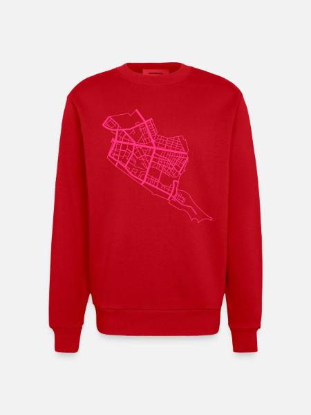 Friedrichshain Berlin - Heavyweight Oversized Organic Crew Neck Made in EU - red