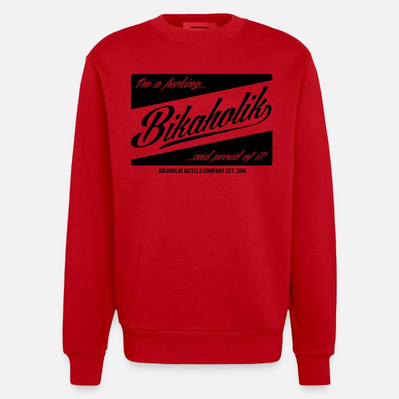 F* Bikaholik - Heavyweight Oversized Organic Crew Neck Made in EU - Rot