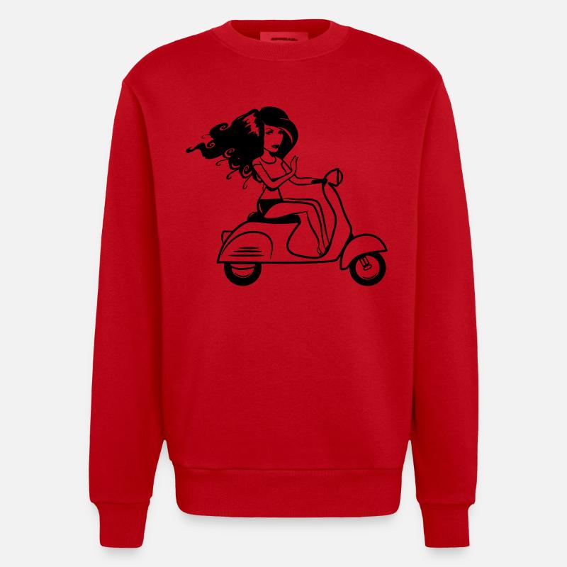motorroller mädchen sexy - Heavyweight Oversized Organic Crew Neck Made in EU - Rot