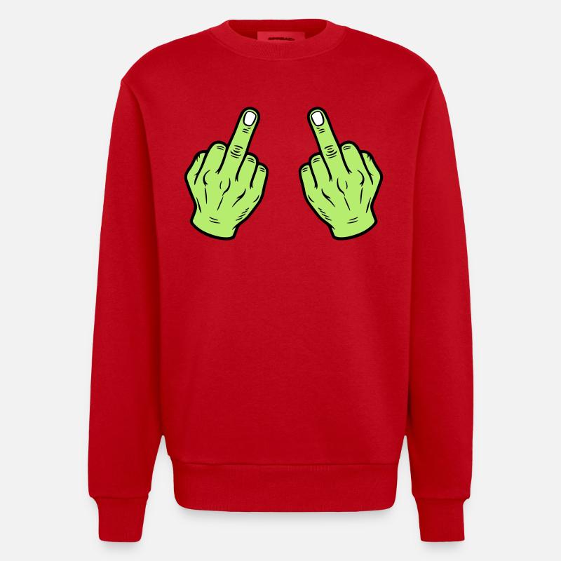 Mittelfinger Hand Frech - Heavyweight Oversized Organic Crew Neck Made in EU - Rot