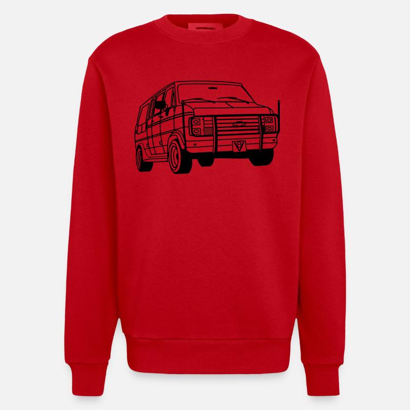 ChevyVan01_1 - Heavyweight Oversized Organic Crew Neck Made in EU - Rot