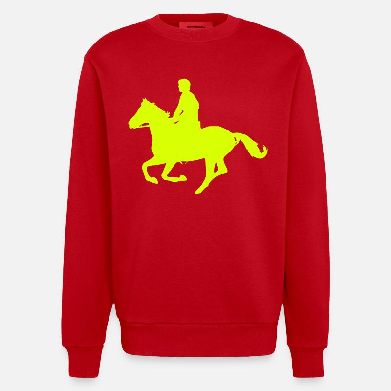 galoppierenden Pferd - Heavyweight Oversized Organic Crew Neck Made in EU - Rot