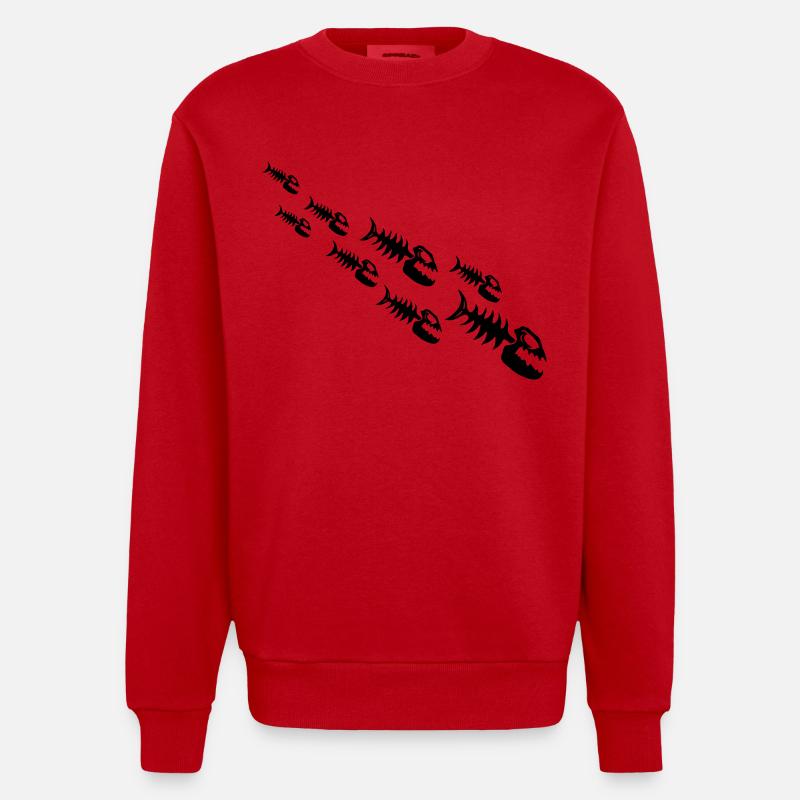 Fish Bone Monsters - Sweat bio épais oversize fabriqué en UE - rouge