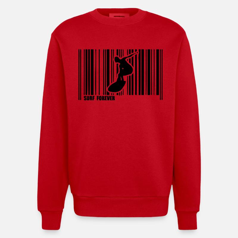 kitesurf bar code - Heavyweight Oversized Organic Crew Neck Made in EU - red