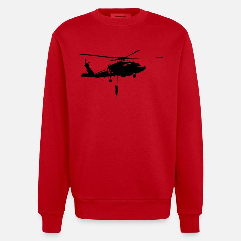 Helico intervention forces speciales - Sweat bio épais oversize fabriqué en UE - rouge