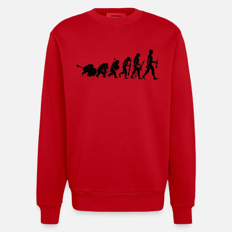 Evolution mit Musik - Heavyweight Oversized Organic Crew Neck Made in EU - Rot