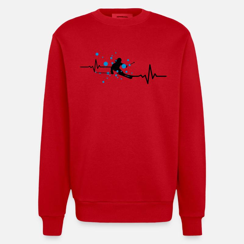 Winter - Skifahrer Puls - Heavyweight Oversized Organic Crew Neck Made in EU - Rot