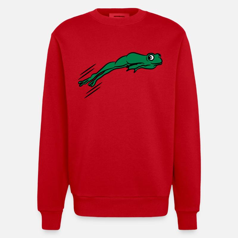 Frosch springen - Heavyweight Oversized Organic Crew Neck Made in EU - Rot