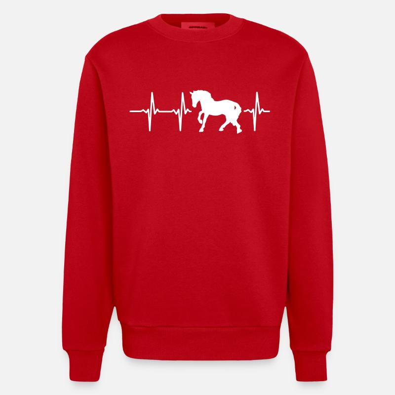 EIN HERZ FÜR PFERDE! - Heavyweight Oversized Organic Crew Neck Made in EU - Rot
