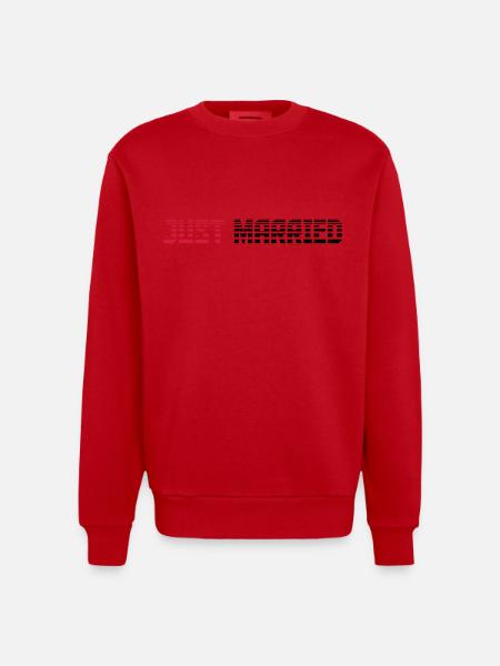 Just Married texte Logo Design - Sweat bio épais oversize fabriqué en UE - rouge