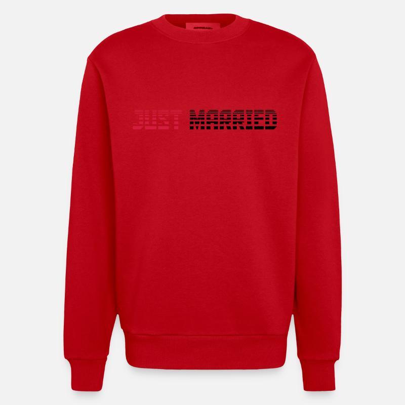 Just Married Text Logo Design - Heavyweight Oversized Organic Crew Neck Made in EU - Rot