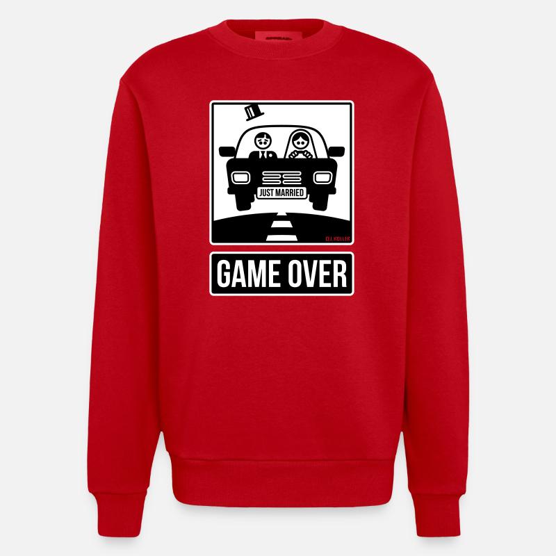 Just Married – Game Over (2C) - Heavyweight Oversized Organic Crew Neck Made in EU - Rot