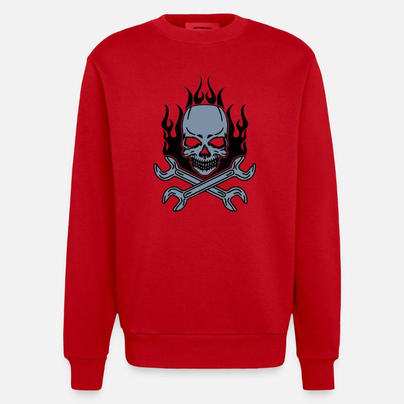 Tuning Skull - Sweat bio épais oversize fabriqué en UE - rouge