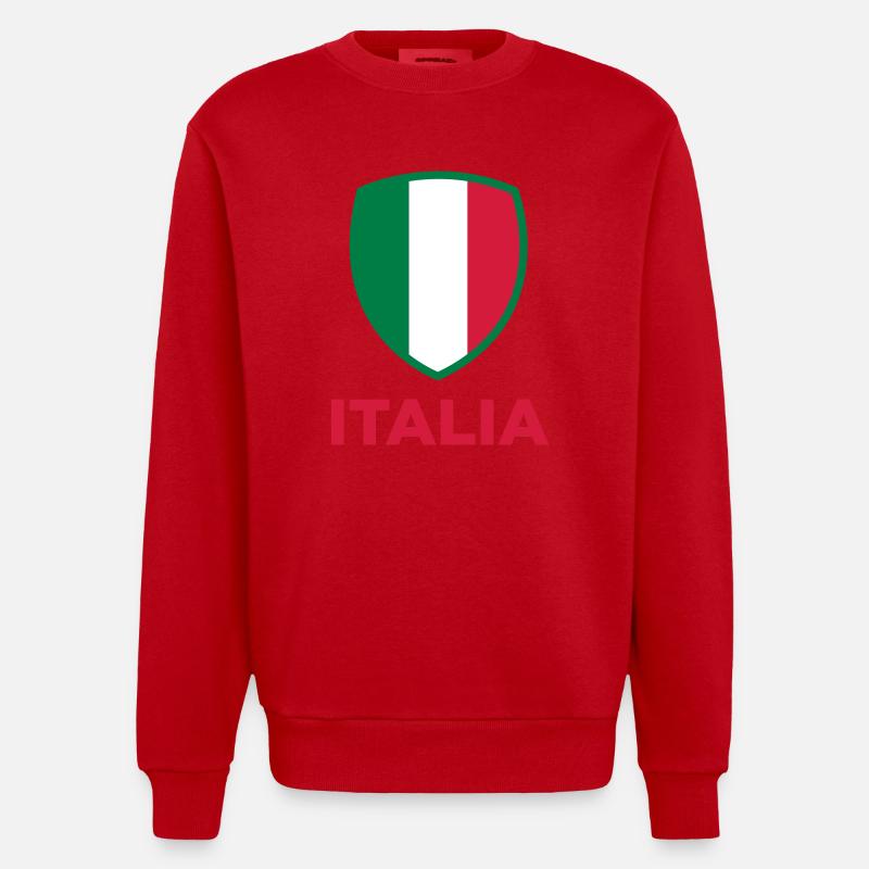 Drapeau national de l Italie - Sweat bio épais oversize fabriqué en UE - rouge