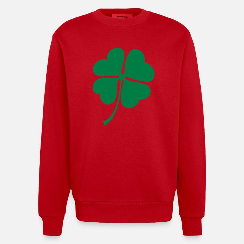 Glücksklee | Clover - Heavyweight Oversized Organic Crew Neck Made in EU - Rot