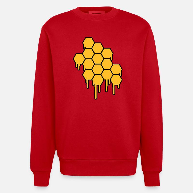 Honeycombs Pattern - Sweat bio épais oversize fabriqué en UE - rouge