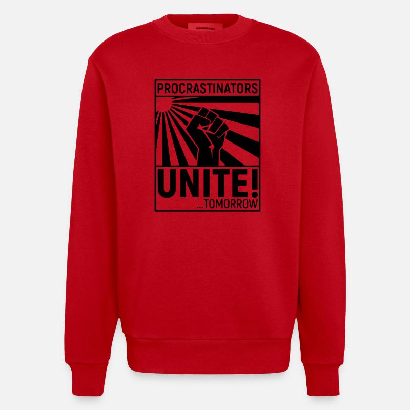 Procrastinators Black - Heavyweight Oversized Organic Crew Neck Made in EU - Rot