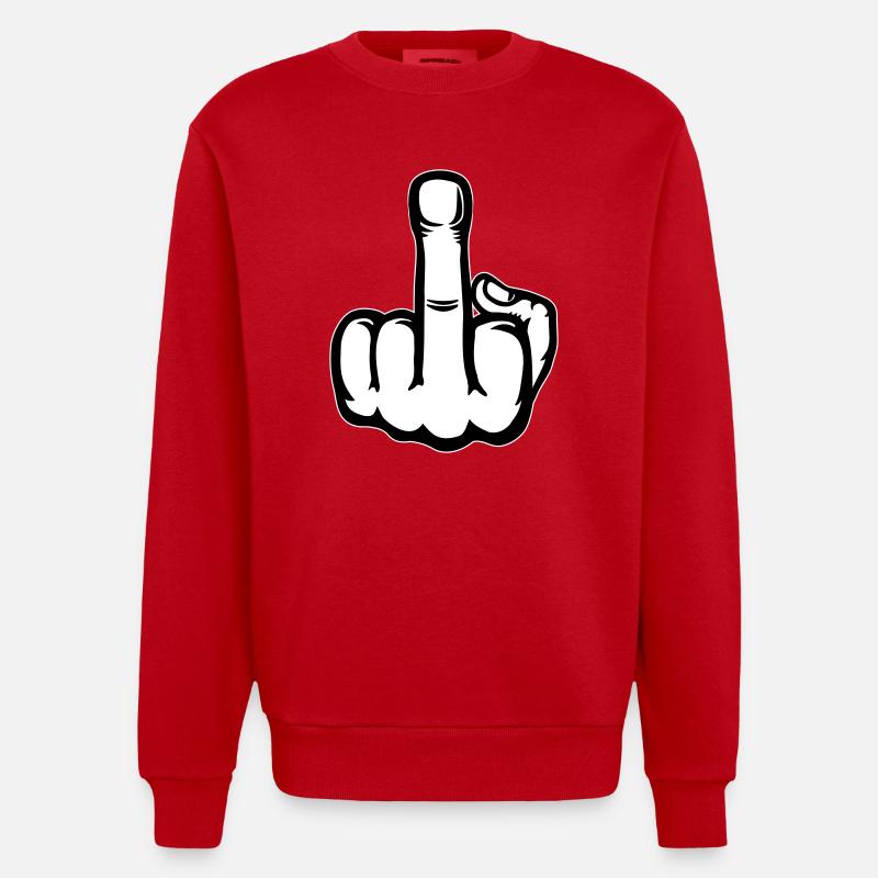Middle Finger Hand Icon - Heavyweight Oversized Organic Crew Neck Made in EU - red