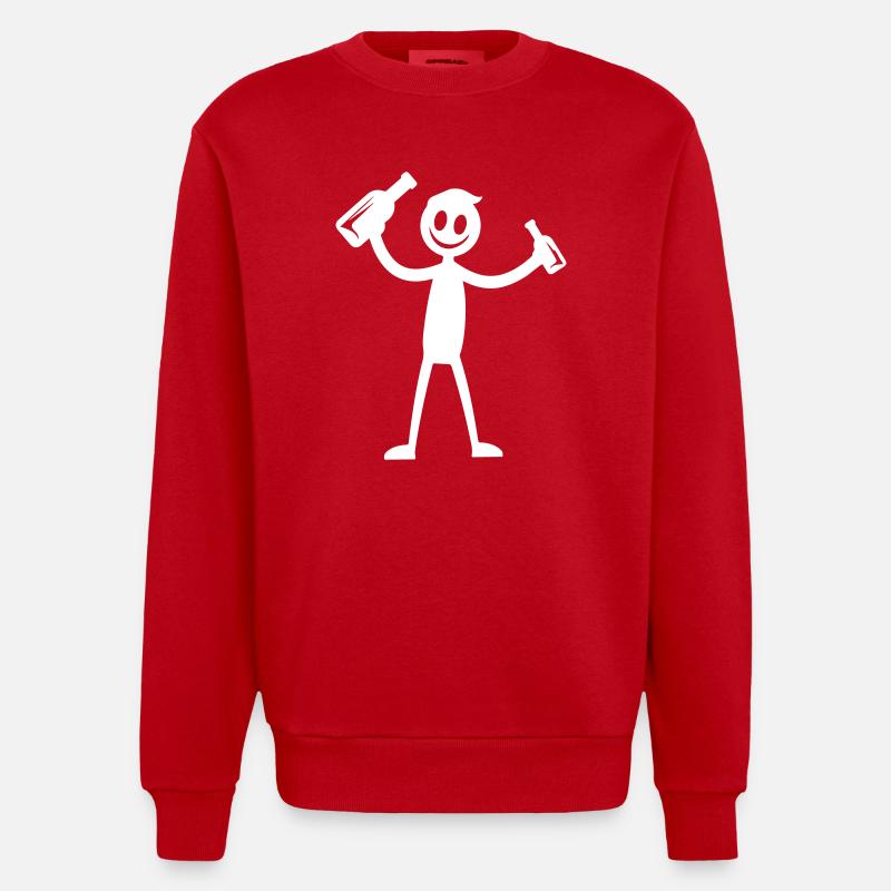 Bier Trinken Party Silhouette - Heavyweight Oversized Organic Crew Neck Made in EU - Rot