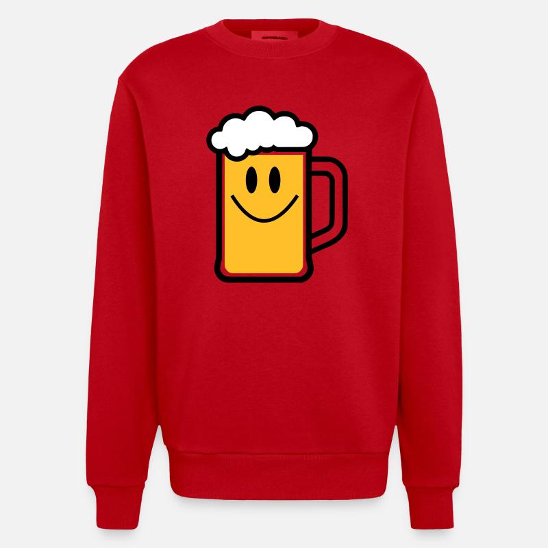 Bier-Gesicht - Heavyweight Oversized Organic Crew Neck Made in EU - Rot