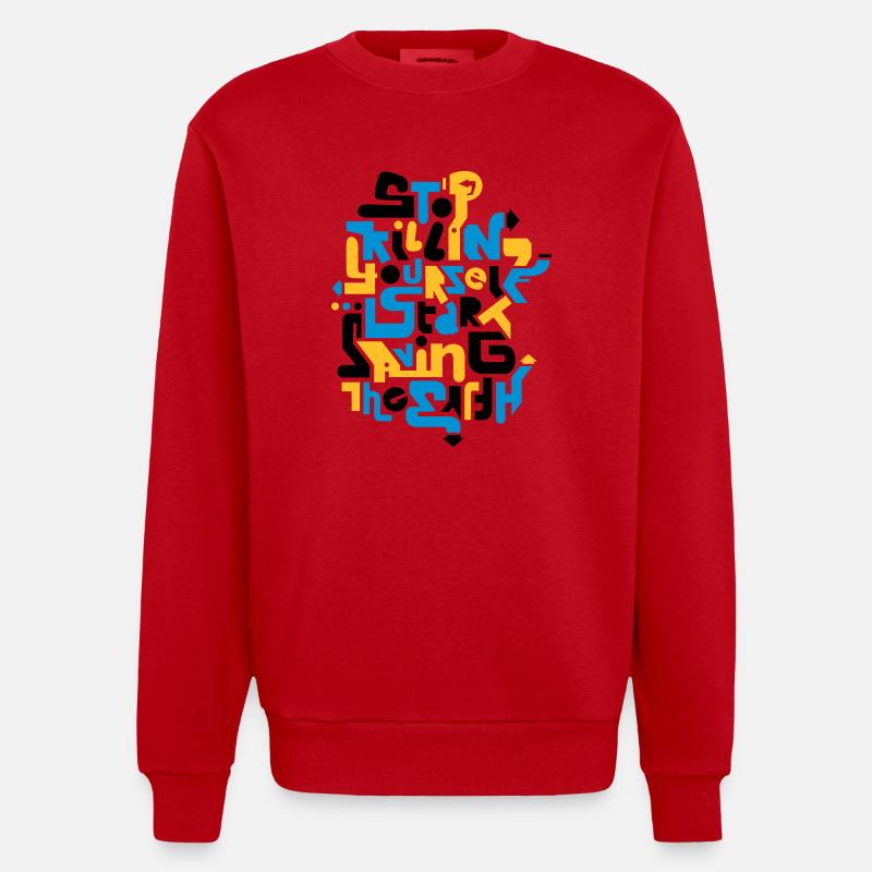 stopkillingyaself_3f - Sweat bio épais oversize fabriqué en UE - rouge