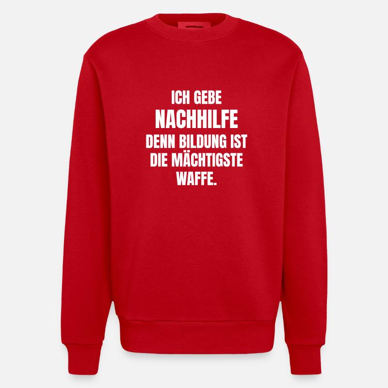 Ich gebe Nachhilfe. - Heavyweight Oversized Organic Crew Neck Made in EU - Rot