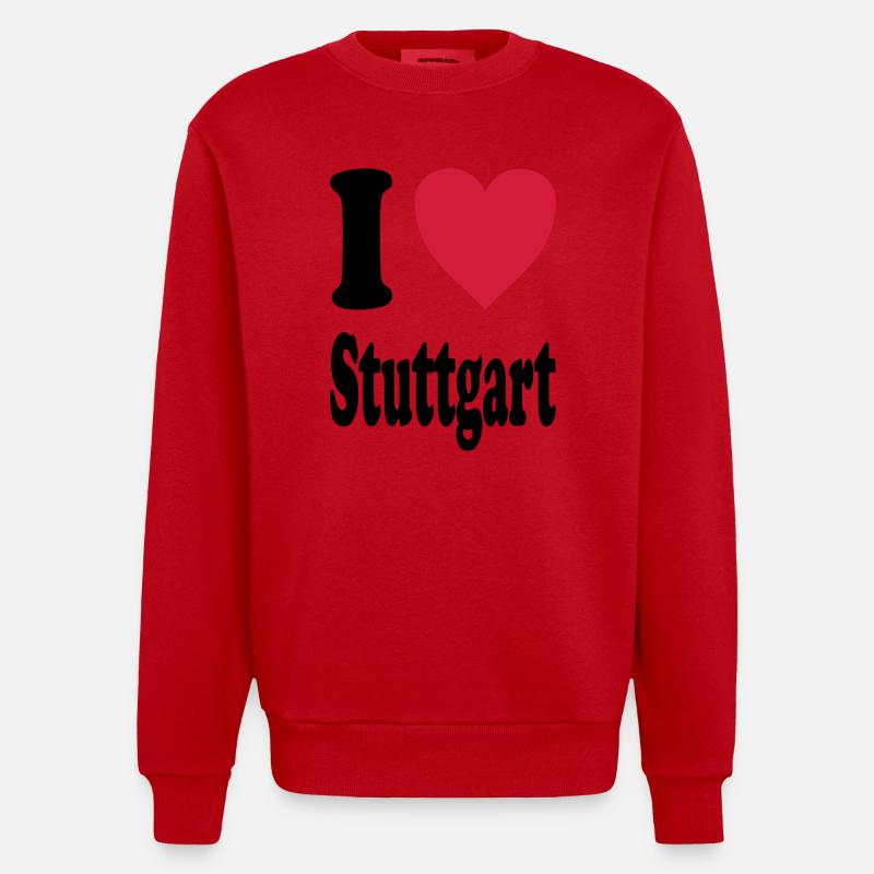 J'adore Stuttgart - Sweat bio épais oversize fabriqué en UE - rouge
