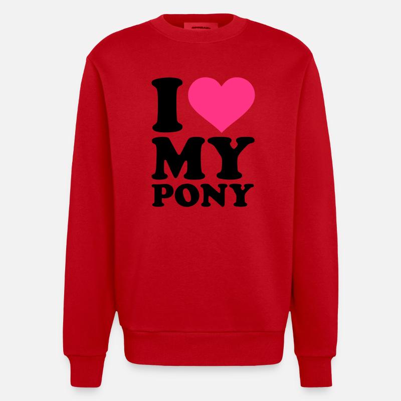 I love my Pony - Sweat bio épais oversize fabriqué en UE - rouge