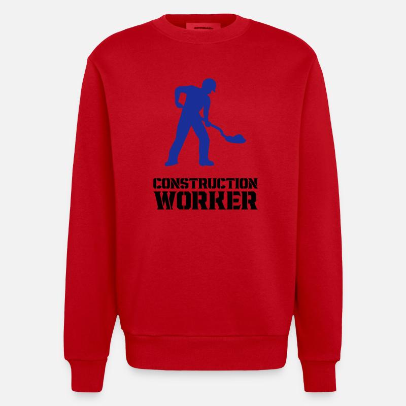 bauarbeiter baustelle worker - Heavyweight Oversized Organic Crew Neck Made in EU - Rot