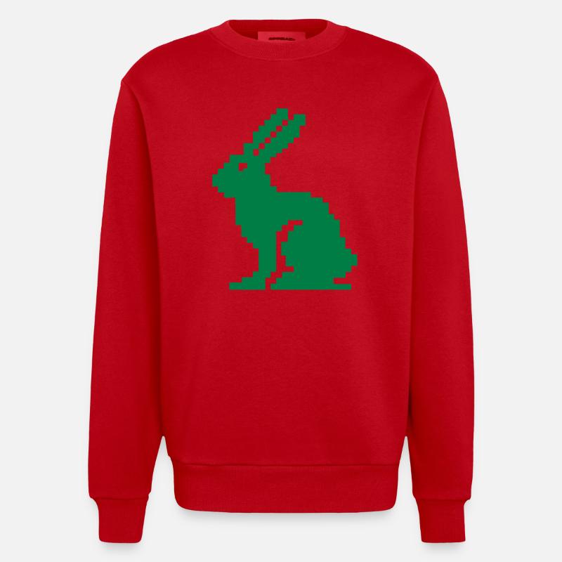 Lapin Pixel - Sweat bio épais oversize fabriqué en UE - rouge
