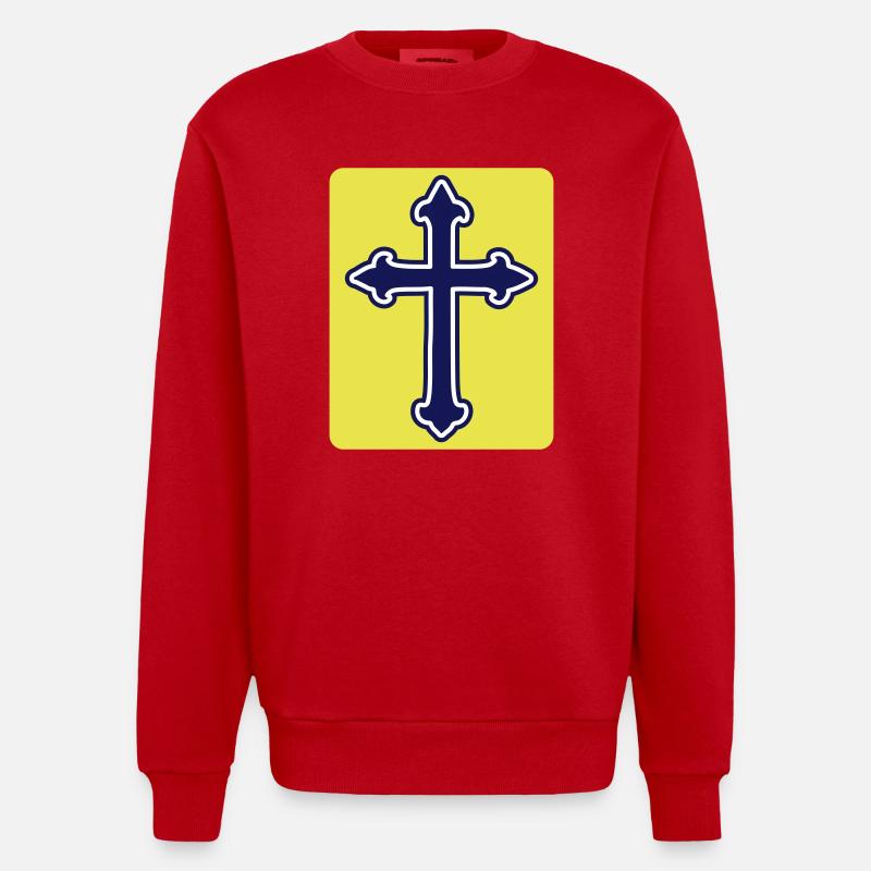Kreuz Symbol - Heavyweight Oversized Organic Crew Neck Made in EU - Rot