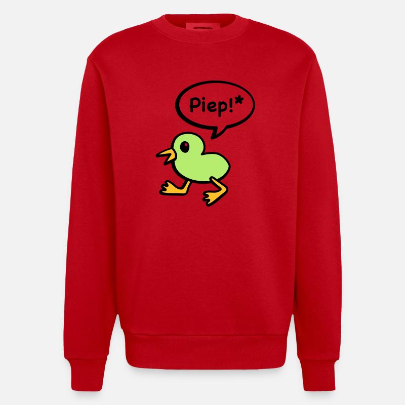 beep bird - Heavyweight Oversized Organic Crew Neck Made in EU - red