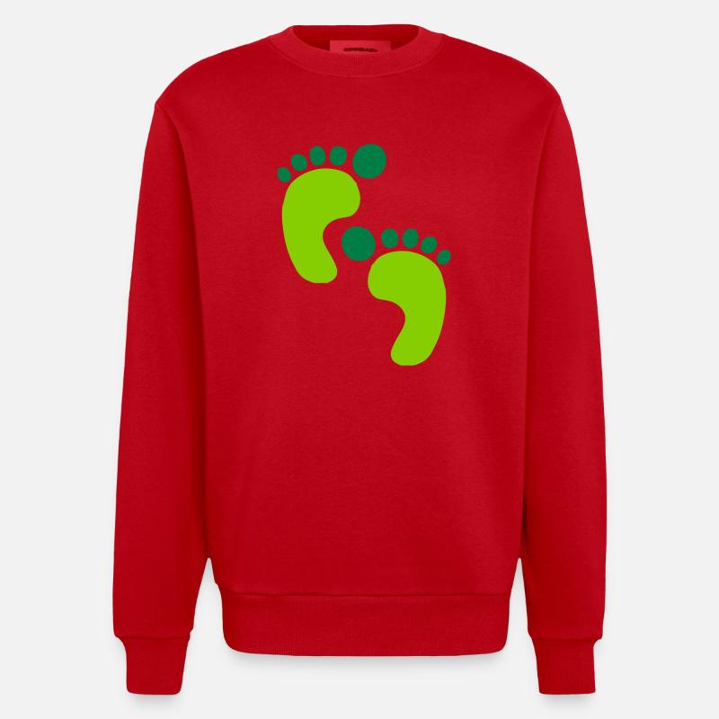 footprints2 - Heavyweight Oversized Organic Crew Neck Made in EU - Rot