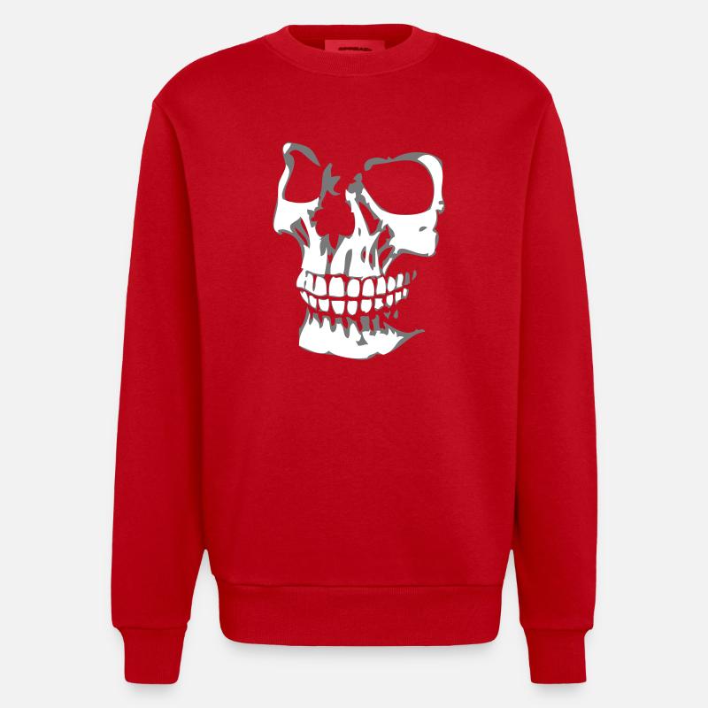 Skullface 3D left - Heavyweight Oversized Organic Crew Neck Made in EU - Rot