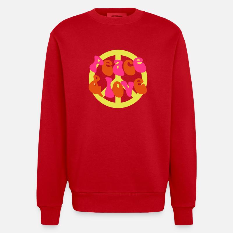 Paix et Amour 60's - Sweat bio épais oversize fabriqué en UE - rouge