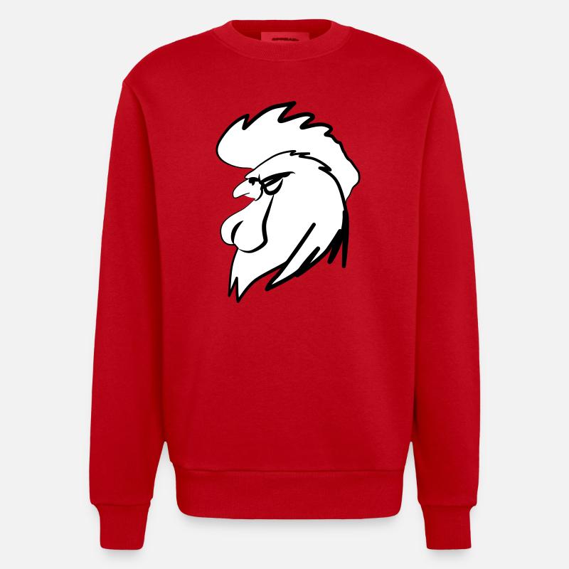 ROOSTER BOOSTER white - Heavyweight Oversized Organic Crew Neck Made in EU - Rot
