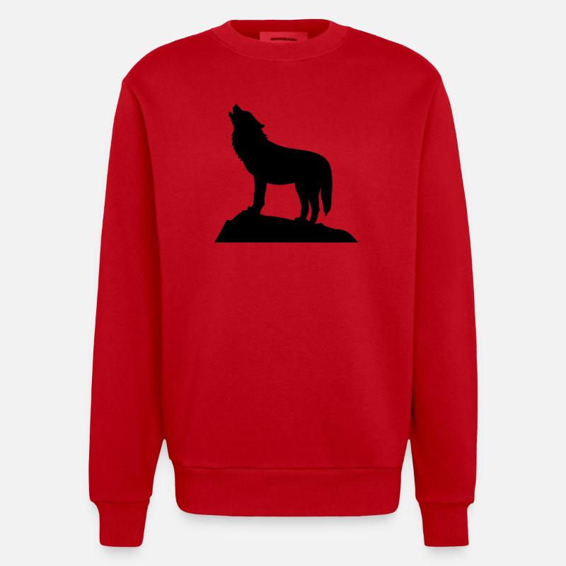 Wolf - Heavyweight Oversized Organic Crew Neck Made in EU - Rot