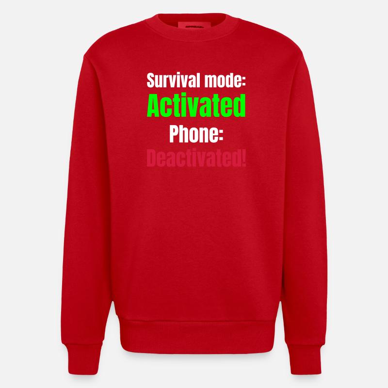 Survival mode acktivated phone deactivated! - Heavyweight Oversized Organic Crew Neck Made in EU - Rot