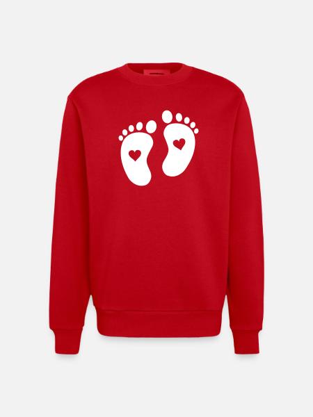 Baby feet - Heavyweight Oversized Organic Crew Neck Made in EU - red